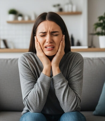 Women image in tooth pain - Emergency dentist Cobham